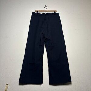 VTG Flap Front US Navy Sailor Pants Wide Leg Flare Tie Back Lace Up 37R Retro